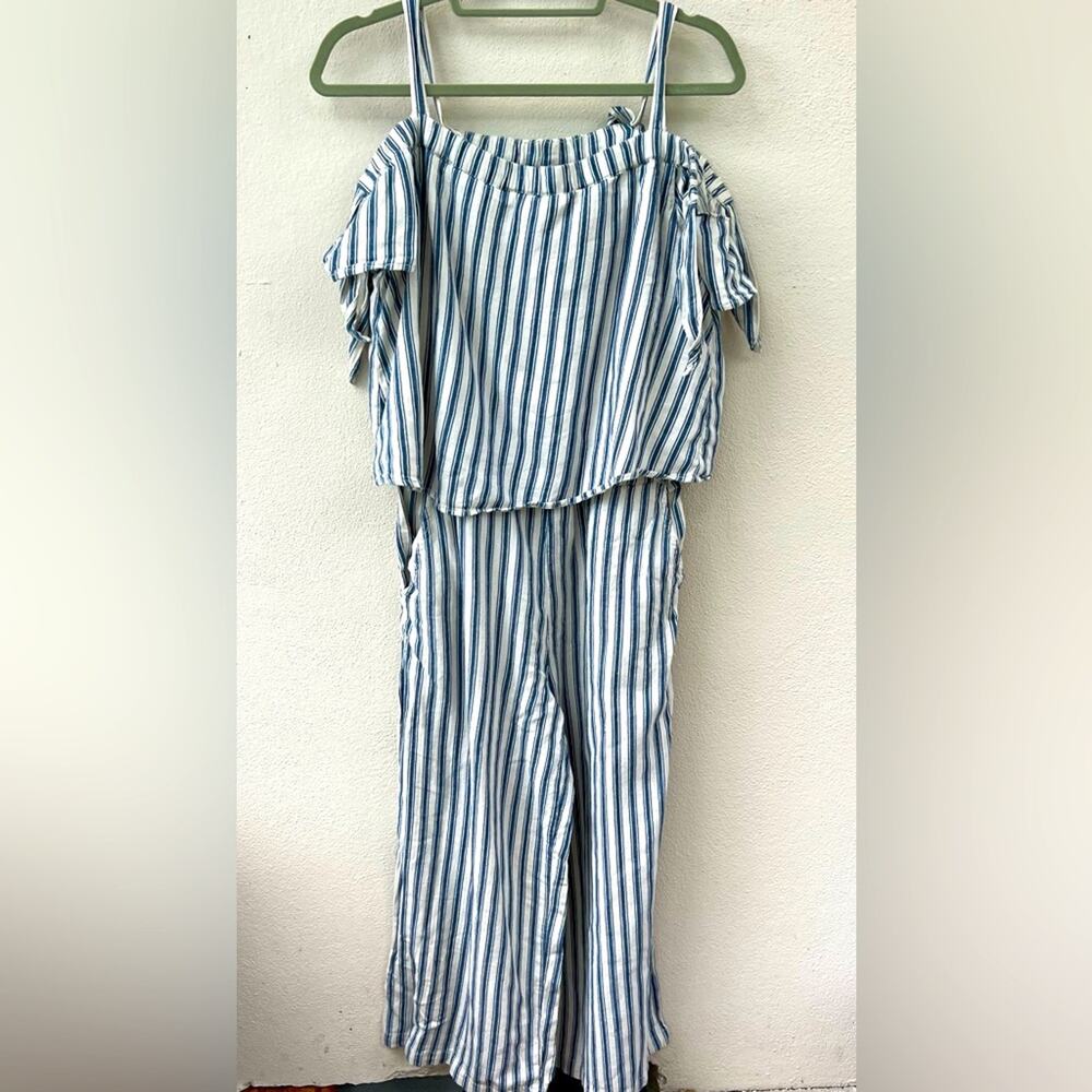 MADEWELL- Striped Blue and White Jumpsuit